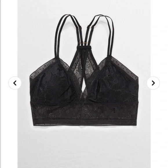 XS Aerie black POP! lace pullover bralette - Picture 2 of 11